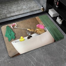 Diatomaceous Earth Bath Mat Cat Selfie Design Non-Slip,Absorbent Fast Drying Mat