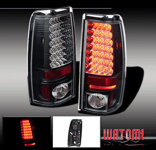 99-02 CHEVY SILVERADO GMC SIERRA LED TAIL LIGHTS BLK 01