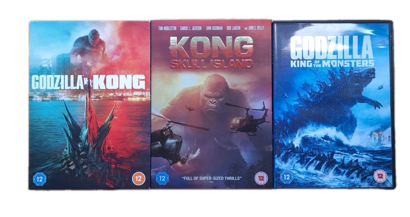 Godzilla King Of The Monsters / Kong Skull Island / Godzilla Vs Kong DVD Bundle