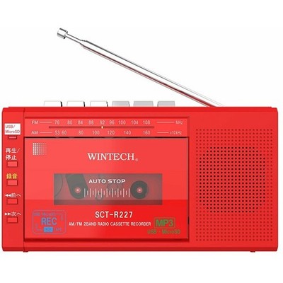 WINTECH Mono radio cassette player SCT-R227RZ MicroSD USB