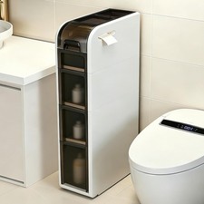 4-Tier Bathroom Floor Cabinet, Narrow Bathroom Storage Cabinet, Mobile and No