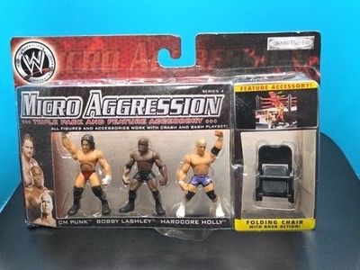 SEALED Jakks WWE Micro Aggression CM Punk, Bobby Lashley, Hardcore Holly Figures