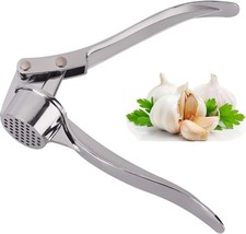 Garlic Press Mincer Crusher Heavy Duty Zinc Alloy UK Silver Dishwasher Safe