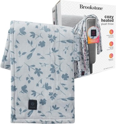 Brookstone Electric Heated Plush Throw - Heated Blankets - 4 Heat Settings, 4-Ho