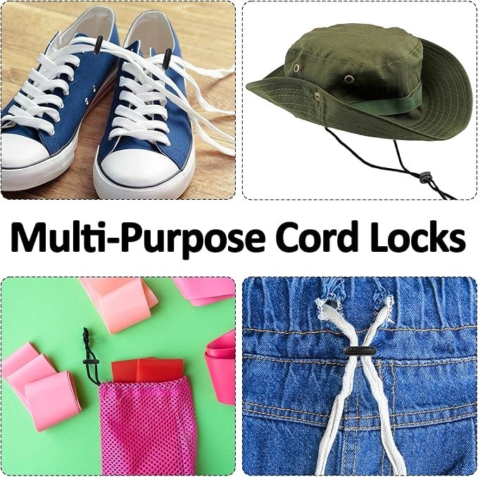 10Pcs Shoe Lace Tie Locks, Plastic Elastic Cord Locks for Drawstrings