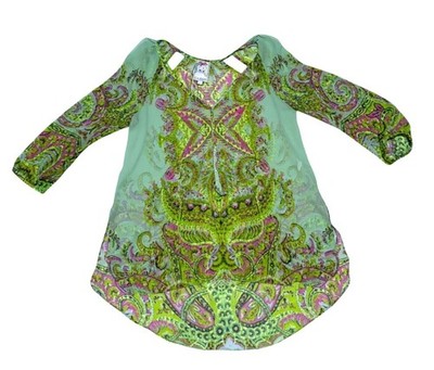 Yoana Baraschi Sheer Top S Oversize Psychedelic Preppy Popover Cover Up Resort