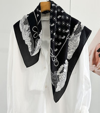 100 Silk Mulberry sailboat Print Scarf Bandanna Shawl Square Neckerchief 26''