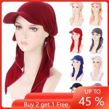 Muslim Women Head Scarf Visor Hat with Wide Brim Cap Turban Head Wrap Bandana