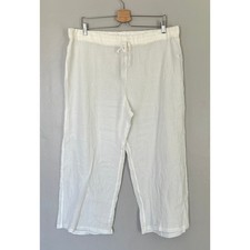 NEW J. Crew Women's Drapey Beach Pants Crinkle Cotton Size XL White Drawstring