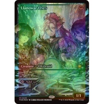 Foil Llanowar Elves (showcase) M/NM Magic: The Gathering MTG Foundations