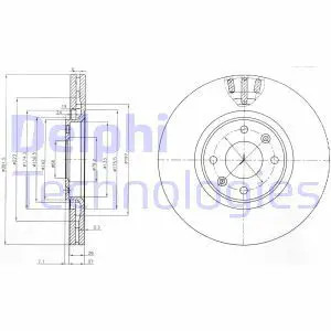 Delphi Disco Freno Bg4002 Anteriore, Ventilato, 2 Pezzo - Immagine 2