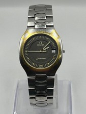 OMEGA Seamaster Polaris 1455/448 Quartz Watch Gray Dial Gold Bezel Date 2