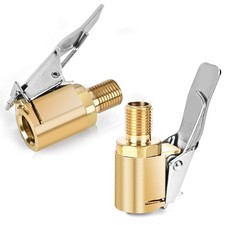 2-Pack Brass Tire Air Chuck, Locking Quick Connect Inflator Hose Adapter, No Lea