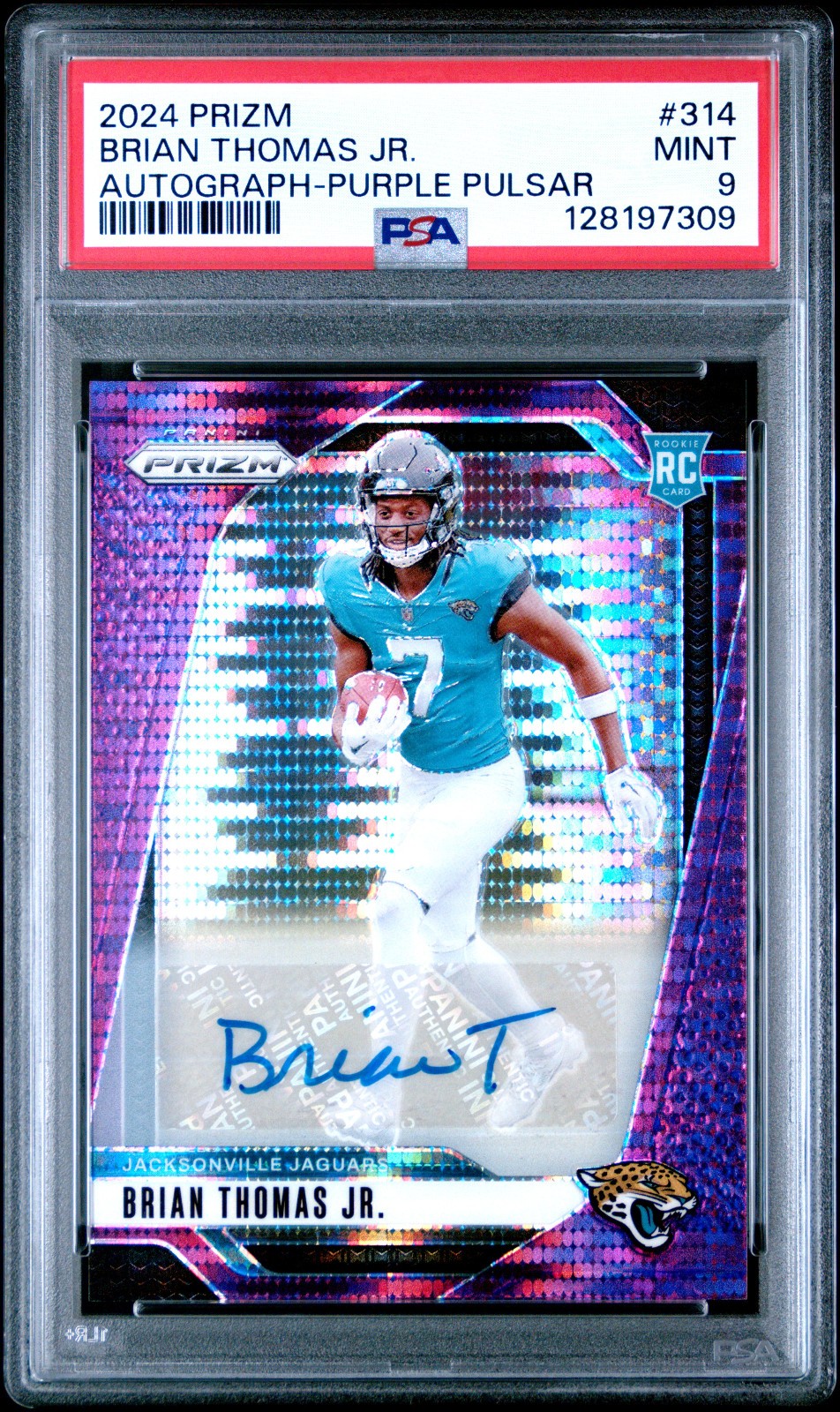 2024 Prizm Brian Thomas Jr. Purple Pulsar RC Auto PSA 9 Jaguars