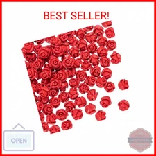 OIIKI 100PCS Cinnabar Carved Rose Beads, 8mm Red Rose Charm for Jewelry Making, 