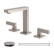 HOMEMYSTIQUE 8 in. Double Handle Bathroom Faucet w/ Drain Kit, Easy Install
