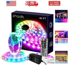 Led Lights 40ft for Bedroom RGB Color Changing Led Lights Kit with Power Supp...