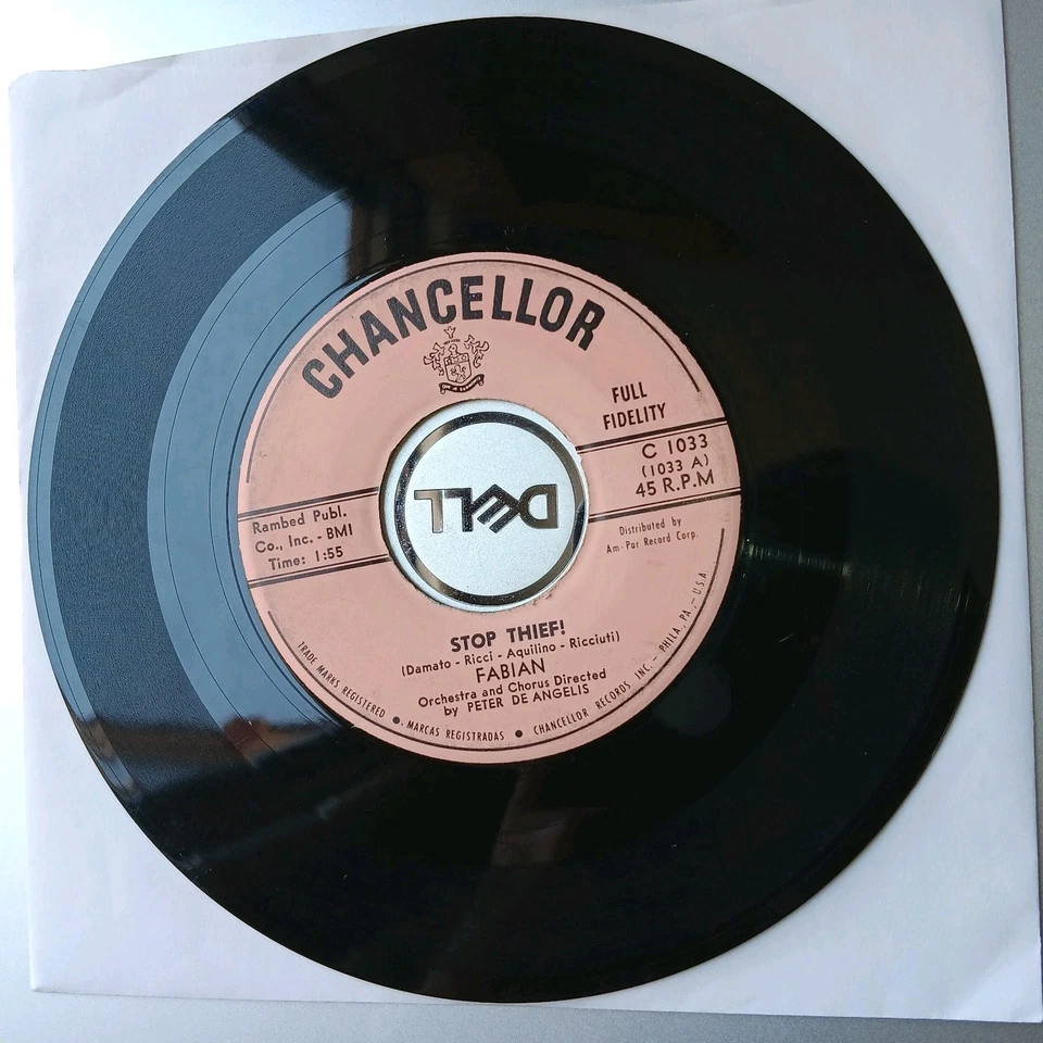 45rpm, FABIAN, Turn Me Loose / Stop Thief!, 1959, EX - Image 2 of 2