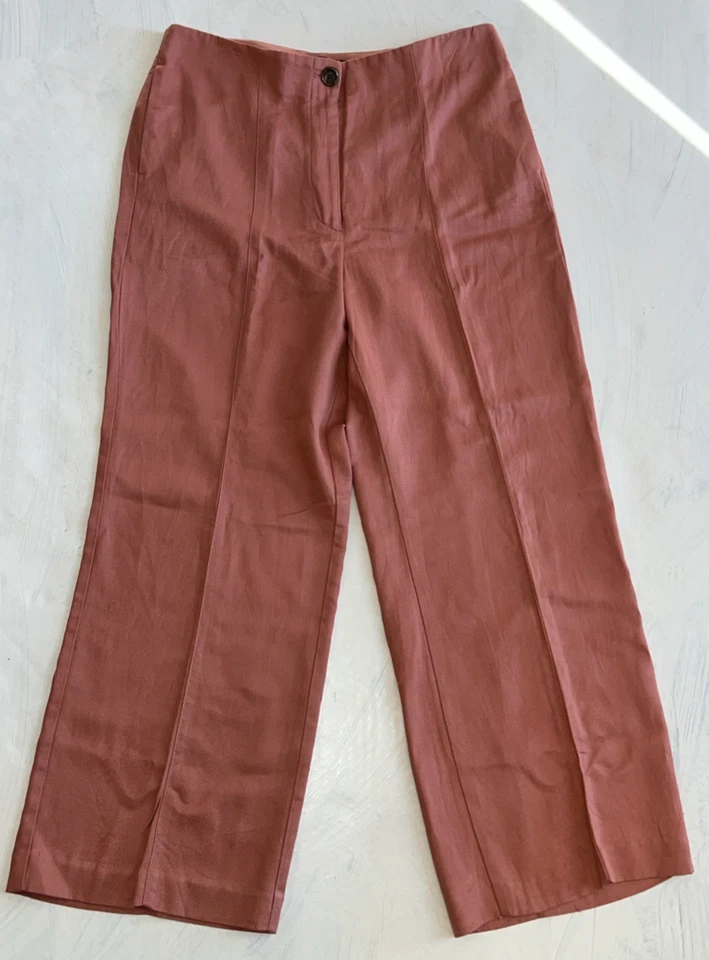 Pantalones para mujer Ann Taylor talla 14 vestido pantalón curvilíneo negocios rosa pierna ancha Foto 2 de 4