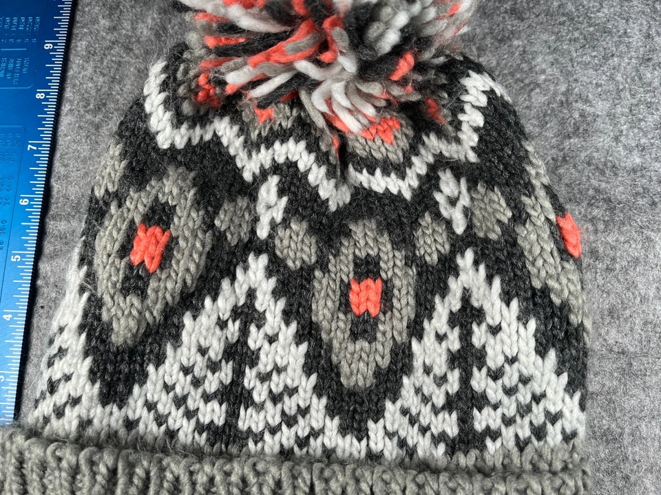 Hollister Beanie Toque Adulto Tamanho Único Cinza Rosa Fair Isle Malha 100% Acrílico Esqui - Imagem 3 de 4