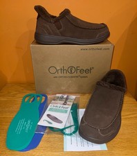 Orthofeet Orthopedic Leather VITO Hands-Free Slipper, Chocolate, Men  s 11.5