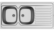 Évier À Poser 120x60Cm Inox Évier De Cuisine International Double Évier 2 Bacs