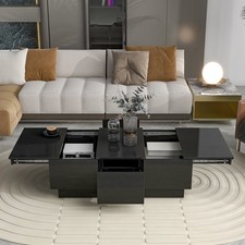 Vinsetto Coffee Table with Hidden Storage, Black