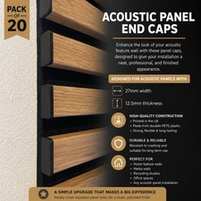 Acoustic Wall Panel Exposed End Caps - Trim Decorative Edge. Pack Of 20