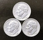 1949  P-D-S 10c SILVER Roosevelt Dimes.  Nice Year Set.     (R267)