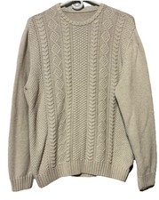 Vintage Chaps Ralph Lauren Cable Knit Sweater Mens Large Beige Pullover Preppy