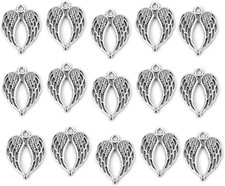 Angel Wings Pendant Charm - 48 Pack Antique Silver Tone for DIY Jewelry Making S
