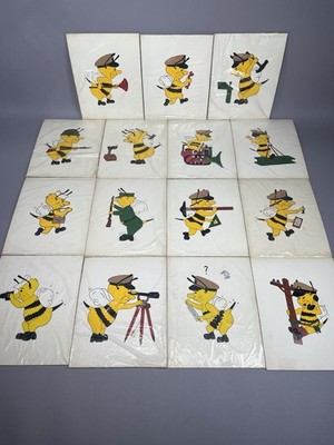 Navy Seebees Tattoo Flash Sheets Vintage USN CB Art Panel Fighting Bee Paintings