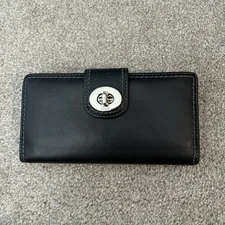 Coach Hampton Turn-Lock Wallet Black Leather Vintage Checkbook Cover Fair Cond.