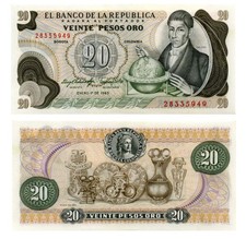 COLOMBIA - 20 Pesos oro 1.1.1983 P.409d UNC