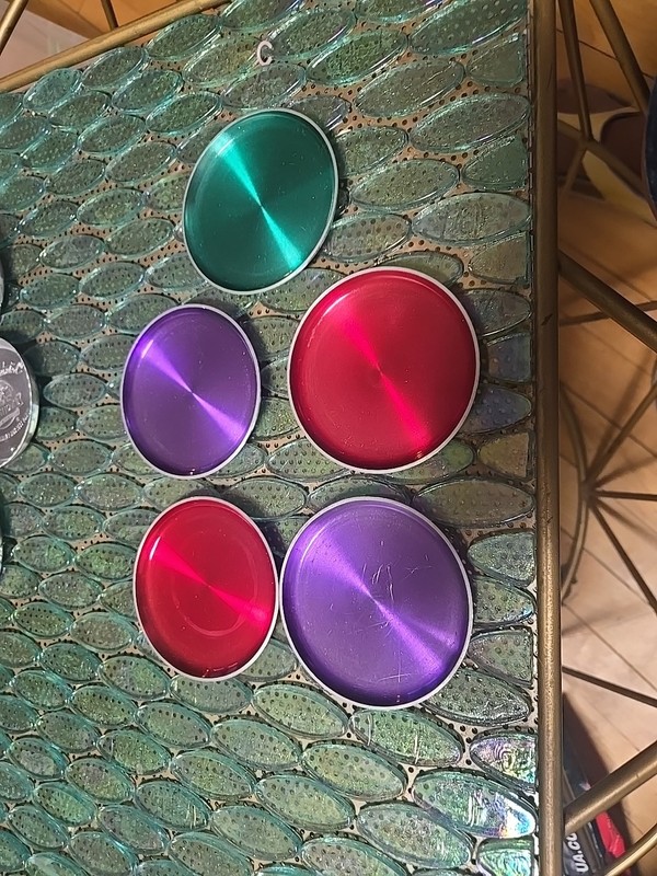 Vintage Coasters MCM Anodized Aluminum Set Of 5 Multi-Color Dan Artis Denmark 