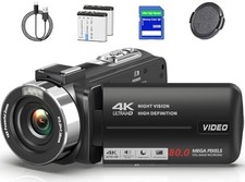 4K Video Camera Camcorder Ultra HD 80MP Vlogging Camera for YouTube 18X BLACK