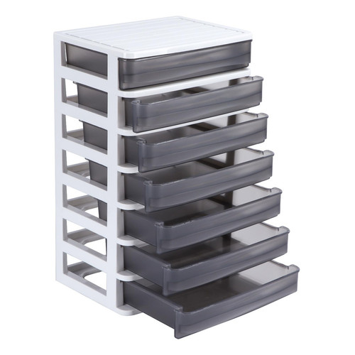 Small Plastic Organizer with 7 Clear Drawers, Plastic Storage Drawers Contain...