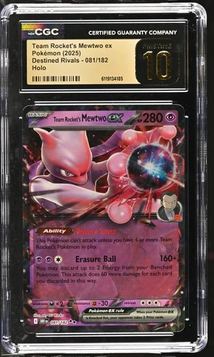 CGC 10 PRISTINE Team Rocket's Mewtwo EX 081/182 HOLO Pokemon Card 185