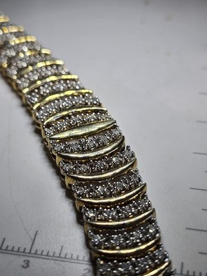 Vintage Sterling 1,00 ctw Diamant abgestuft Armband 7,25'' goldfarben