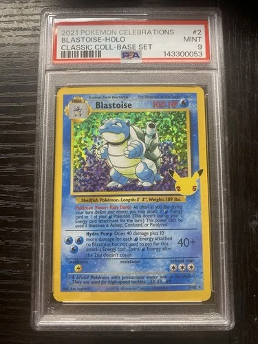 Pokémon TCG Holo Rare Blastoise Card 2/102 PSA 9 Celebrations Classic Collection