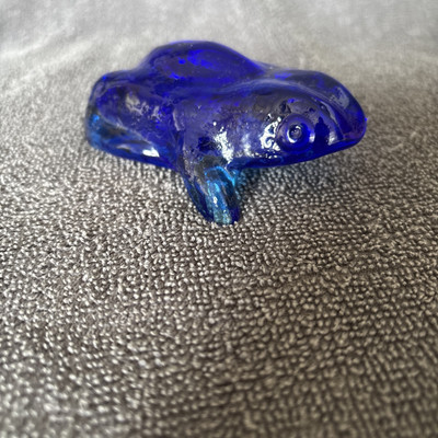 Vintage Cobalt Blue Glass Blending Art Glass Frog/Toad Paper Weight Figurine 4 