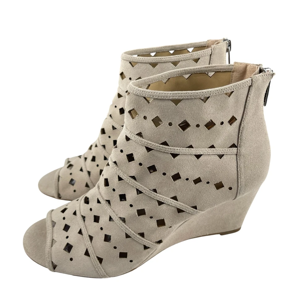 Sandalias botín de cuña Michael Kors para mujer talla 10M gamuza topo punta abierta recortada Foto 4 de 4