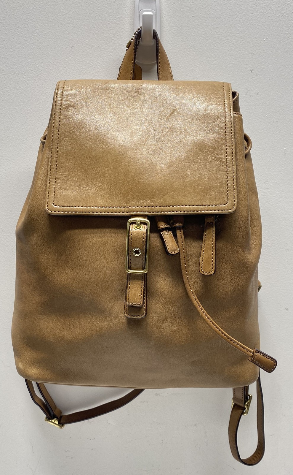 Coach Women's Brown Solid Leather Drawstring Back… - image 1