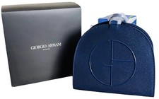 Giorgio Armani Beauty Navy Blue Sparkle Cosmetic Bag Makeup Pouch Embossed Logo