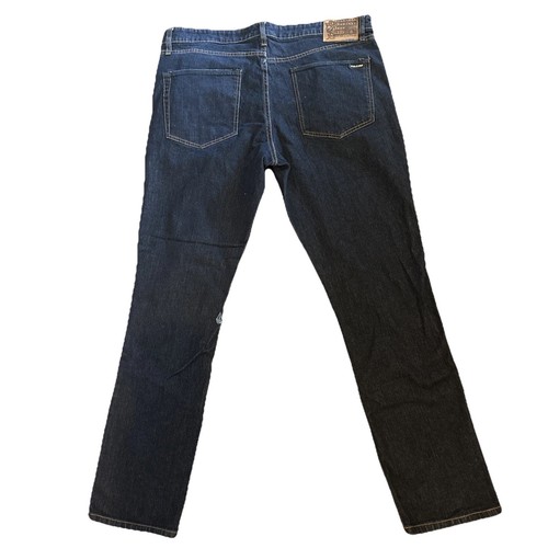 New Volcom Jeans Men's 36 x 32 Slim Straight Dark Blue Denim Casual Work Travel - Picture 4 of 18