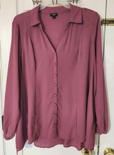 Torrid 2 Harper Mauve/Pink Button Up Long Sleeve Shirt Blouse Tunic Size 2X
