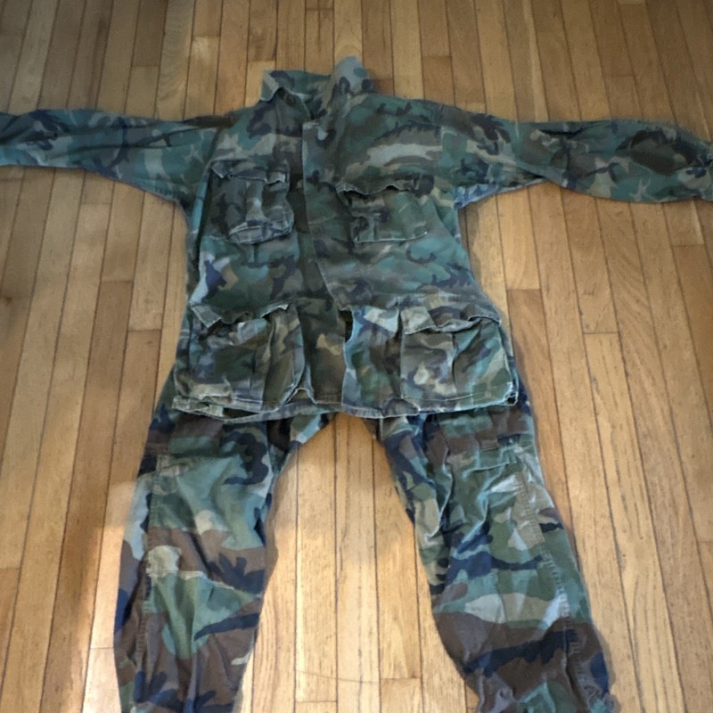 Woodland Camouflage Military BDU Uniform Set Jacket & Pants Militaria