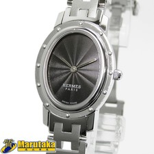 Herm�s Clipper Oval CO1.210 Women Quartz Black Black Dial Rare Watch HERMES...