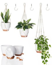 Bamworld 3 Pack Hanging Plant Pots, Macrame Plant Hangers Indoor Outdoor Plan...