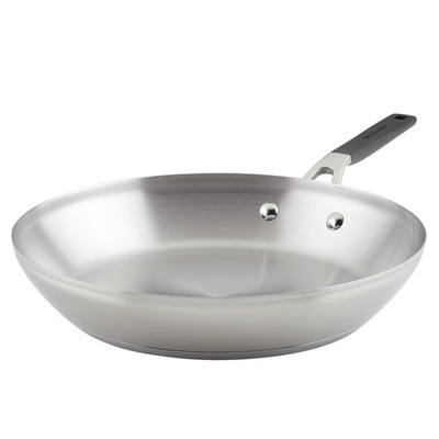 KitchenAid Stainless Steel 12 Inch Induction Frying Pan Metal Utensil and Dishwa